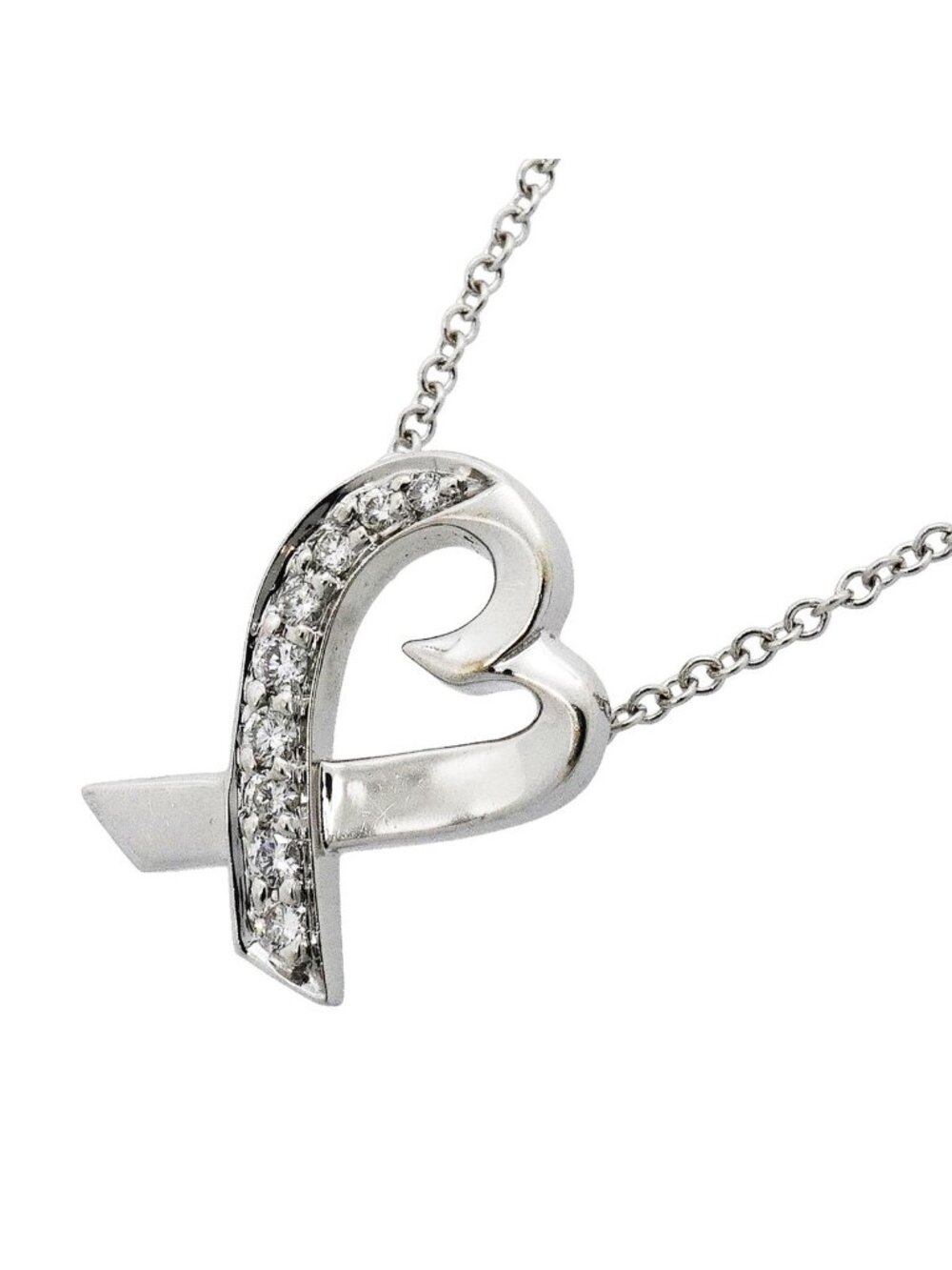 Tiffany & Co Necklace Loving Heart 18k White Gold Diamond